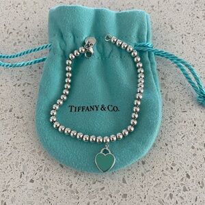 Tiffany Blue Heart Heart Tag Bead Bracelet